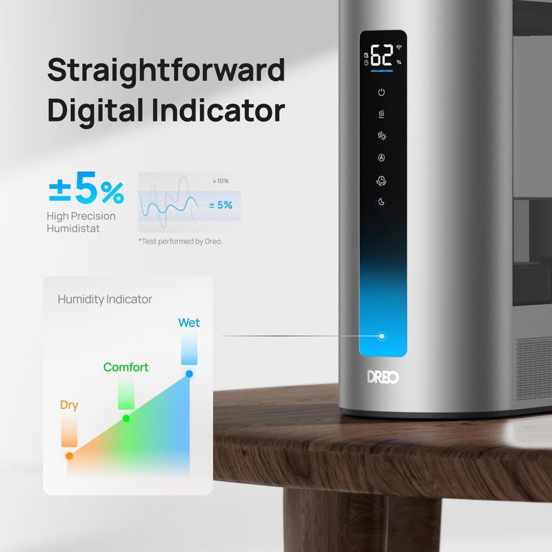 Dreo 6L Humidifiers for Bedroom, Smart Warm & Cool Mist for Large Room, 60Hr Quiet Runtime for Baby, Plant, Humidity Sensor, Indicator Light, 12H Timer, Google/Alexa, HM713S - Image 4